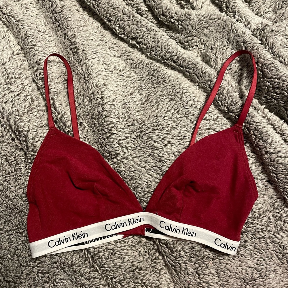 Calvin Klein red triangle bralette NWOT